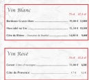 Menu Le 1513 - Les vins suite