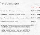 Menu Le 1513 - Vins d'auvergne