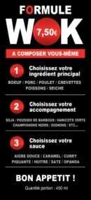 Menu Opanda - formule wok 7,50€