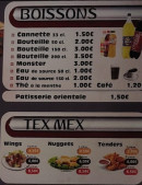 Menu Salé Sucré - Les boissons et tex mex