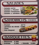 Menu Salé Sucré - Les salades, sandwichs froids et barquettes