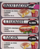 Menu Salé Sucré - Le maxi tacos, menu étudiant et tacos