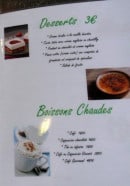 Carte et menu de Pizzeria des Oliviers à Puy Guillaume — Les desserts et boissons chaudes