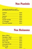 Menu Emma Pizza - Les paninis et boissons