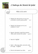 Carte et menu de L'auberge du Montel de Gelat à Montel de Gelat — Les plats