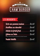 Menu Cham'Burger - Les desserts