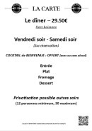 Menu L'Entre Bouches - Les dîners : Pensez à réserver SVP avant 14h30. Merci