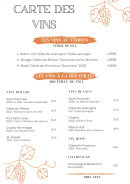 Menu Le Bistrot 2031 - Les vins