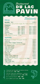 Menu Le Lac Pavin - Les boissons
