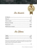 Menu Les Pistes Brasserie - Les desserts et les glaces