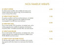 Menu Oncle Sam's - Les fameux wraps