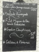 Carte et menu de Bar de la Mairie à Cournon d'Auvergne — Exemple de menu du jour