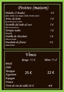 Menu Habanita Chic - Postres et vinos 