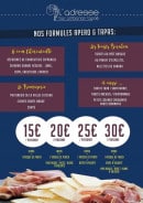 Menu L'adresse - Formules apéro et tapas