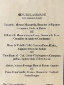 Menu L'interprète - menu de la semaine