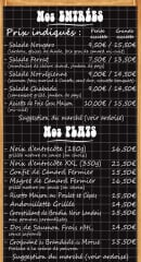 Menu Le Chabada - Les entrées et les plats