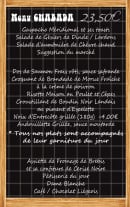 Menu Le Chabada - Le menu chabada