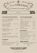 Menu New Orleans - La carte