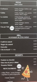 Menu Speedo by eurofood - Les pizzas base crème, grill et desserts