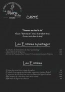 Menu La Maison Des Lacs - Les plats et les desserts