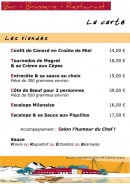 Menu La Maison Des Lacs - Les viandes