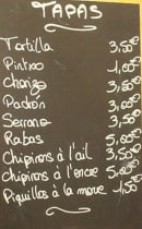 Menu Le Txotx - Les tapas
