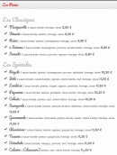 Menu mets gusto - les pizzas