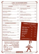Menu Arosta Campagne et Gourmandise - Les saisonniers 