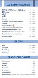 Menu Biarritz Beach - Rafraîchissements, eaux et boissons chaudes  