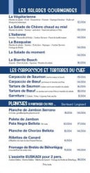 Menu Biarritz Beach - Salades, carpaccios, tartares,....