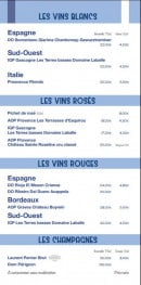 Menu Biarritz Beach - Vins