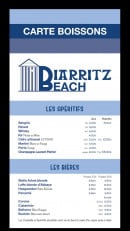 Menu Biarritz Beach - Apéritifs et bières 