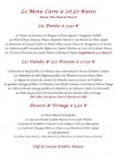 Menu Restaurant La Goulue - Le menu