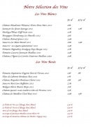 Menu Restaurant La Goulue - Les vins