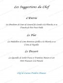 Menu Restaurant La Goulue - Les suggestions du chef