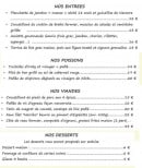 Menu Gamia - entrées, poissons, viandes