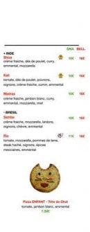 Carte et menu de Ona Garazi à Saint Jean Pied de Port — Les pizzas du monde suite