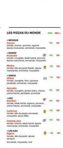 Carte et menu de Ona Garazi à Saint Jean Pied de Port — Les pizzas du monde