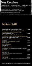 Menu La Factory - Les combos et  grill