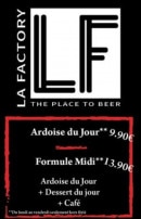 Menu La Factory - Formule midi et ardoise