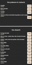 Menu Restaurant Hôtel Dermit - Les poissons, crustacés et desserts