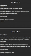 Menu Restaurant Hôtel Dermit - Menu 20€ et 26€