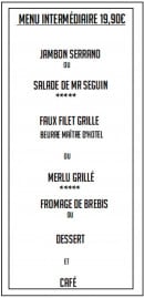 Menu Le Central - Menu intermédiaire 