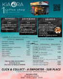 Menu Kia Ora - Les petits déjeuners, les cafés et thés