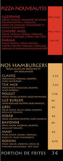 Menu Luz Pizza - Pizza nouveauté et hambourger