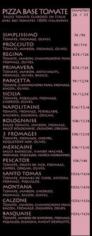 Menu Luz Pizza - Les pizzas base tomate