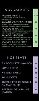 Menu Luz Pizza - Salades et plats