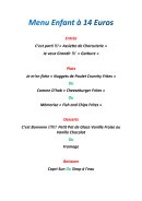 Menu Au Family's - Le menu enfant