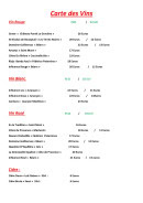 Menu Au Family's - La carte des vins