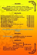 Menu L'euphrate - Les salades, plats...